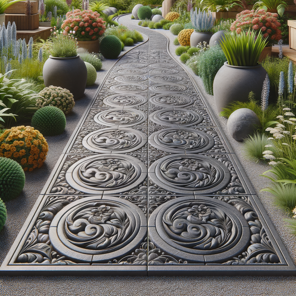 Plastik Bahçe Yer Karosu Dekoratif Yürüyüş Yolu Antrasit dokulu taşa benzeyen